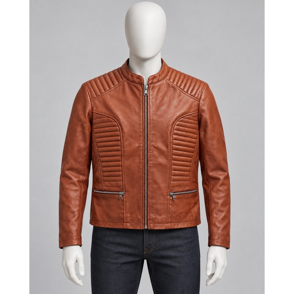 Real leather brand tan leather jacket